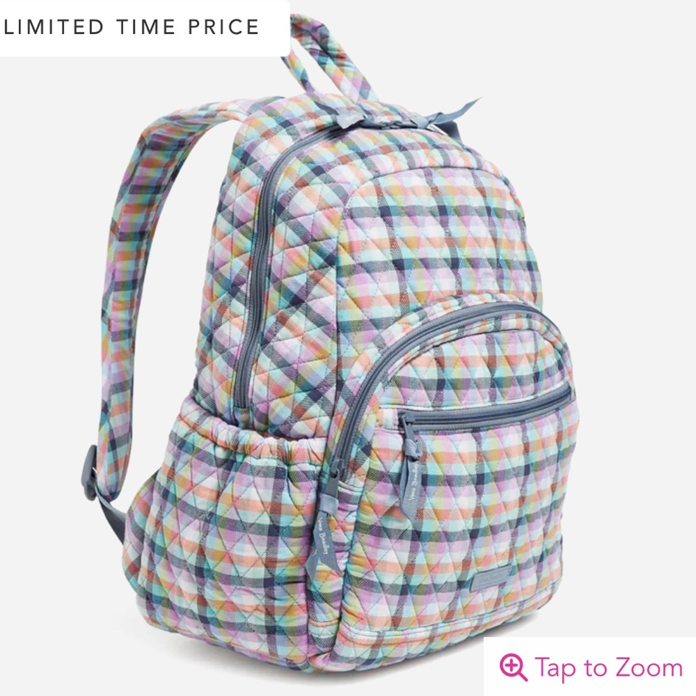 VB Essential Backpack - Gingham Plaid NWT - Picture 3 of 4